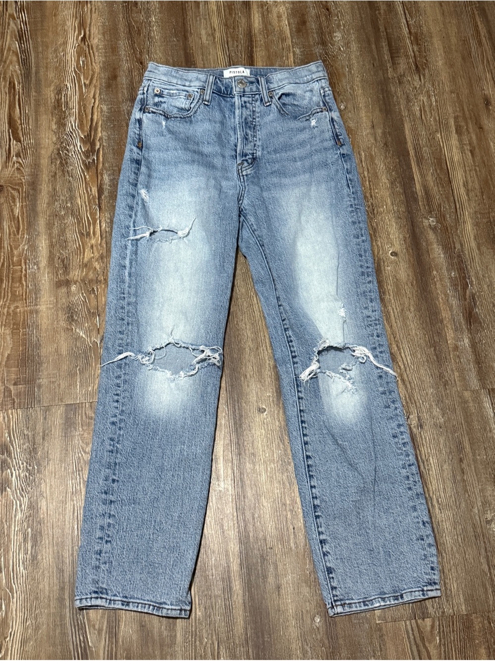 Pistola Charlie High Rise Straight Jeans Women's 25 High Rise Distressed in Bali